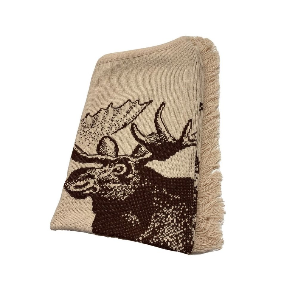 Rare Vintage 1970s Logo Knits Moose Lodge Blanket Club Quilt Large Elks Retro - Picture 1 of 8
